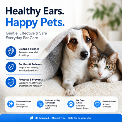 Gentle Pet Ear Wash | Odor-Free Cleaning for Dogs & Cats🌿