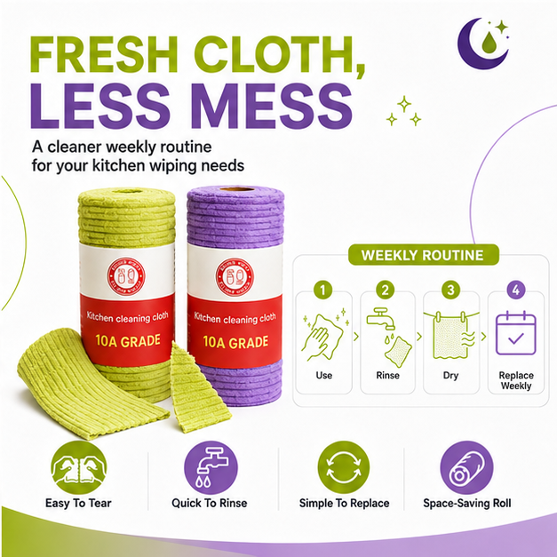 Multipurpose Reusable Tear-Off Cleaning Cloth Roll