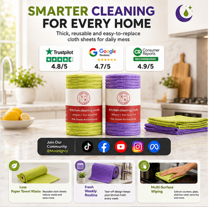 Multipurpose Reusable Tear-Off Cleaning Cloth Roll