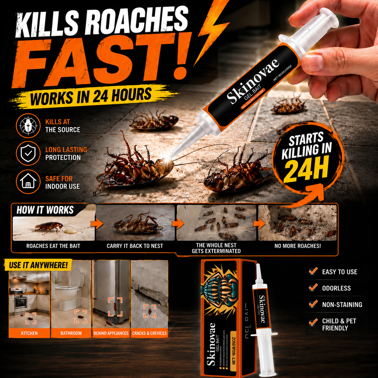 💥2026 Upgraded Formula Professional Cockroach Gel Bait – Eliminates Entire Nest
