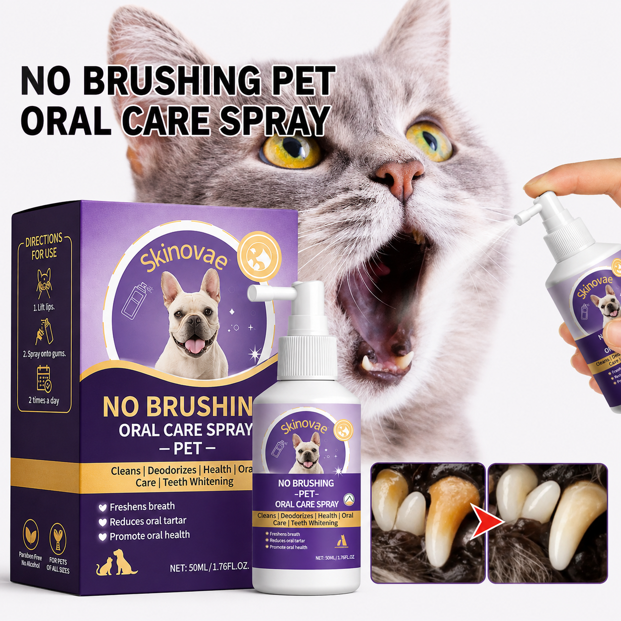 Skinovae™ 🍃NO BRUSHING oral care spray for dogs cats
