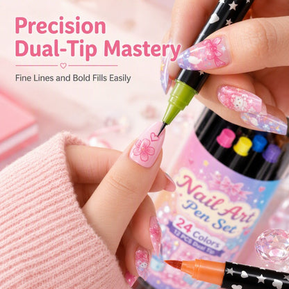 🎉 2026 Sale — Over 25,000 Sold!💅 24‑Colors Dual‑Ended Nail Art Pens‑DIY Manicure Drawing Set 🎨