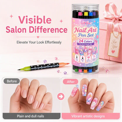 🎉 2026 Sale — Over 25,000 Sold!💅 24‑Colors Dual‑Ended Nail Art Pens‑DIY Manicure Drawing Set 🎨